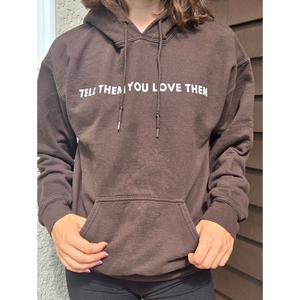 Women's Expresso Brown Tell Them You Love Them Fleece Pullover Hoodie Medium